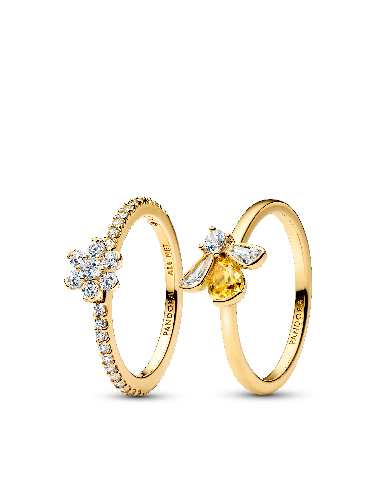 Ensemble de bagues Abeille et fleur