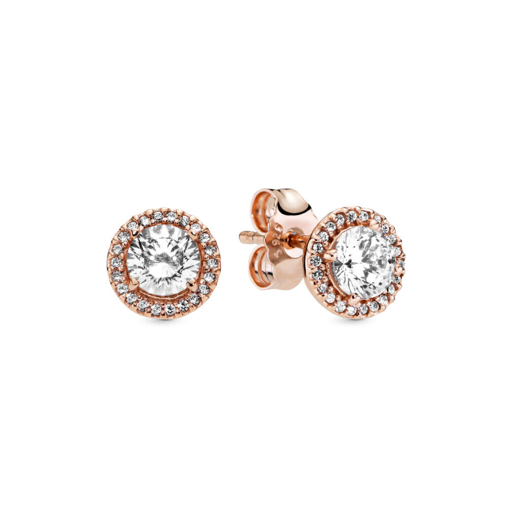 Classic Elegance Stud Earrings in Pandora Rose™ & Clear CZ | Rose