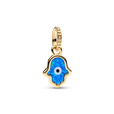 Charm-pendentif Khamsa bleu opalescent