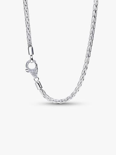 Collier à charms avec chaîne queue de renard et fermoir en pavé