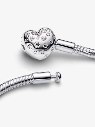 Pandora Lab-Grown Diamond Heart Clasp Snake Chain Bracelet
