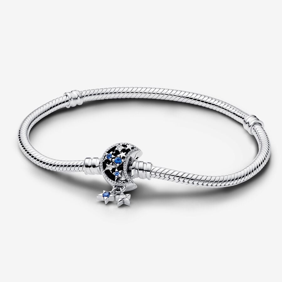 Bracelet à chaîne serpentine et le fermoir Lune scintillante Pandora Moments image number 0