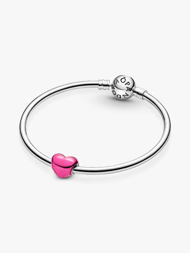 Charm Cœur rose métallique