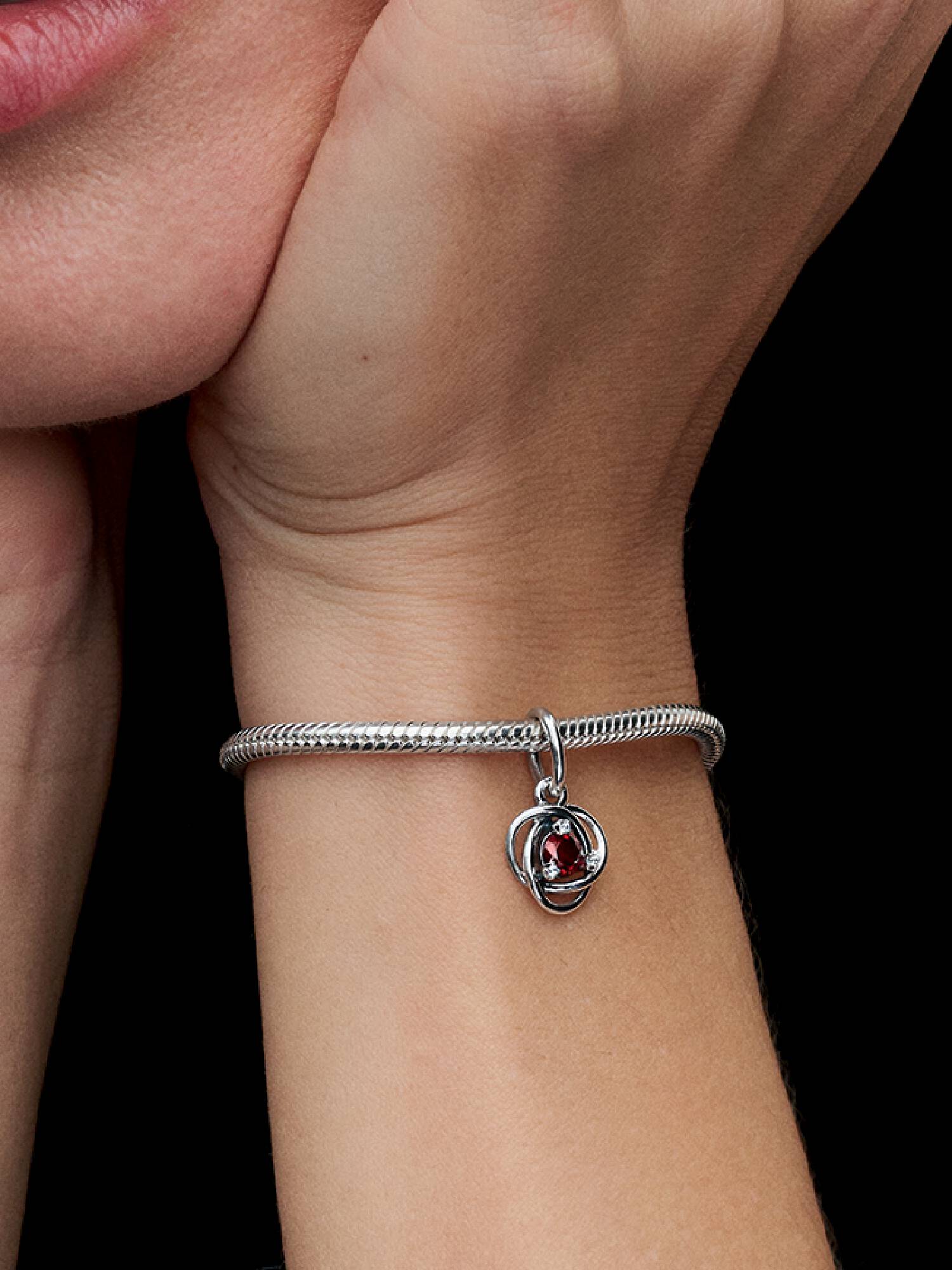FINAL SALE - January Red Eternity Circle Dangle Charm
