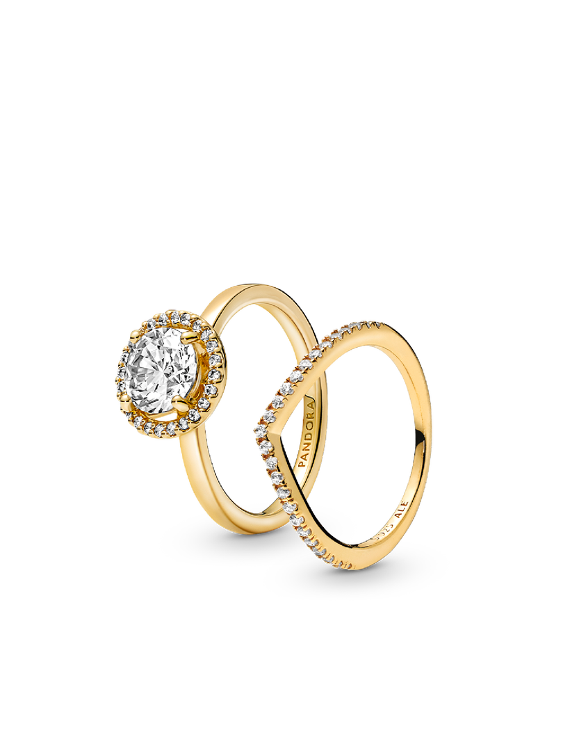 Halo D’Or Triangle Etincelant Bague Set