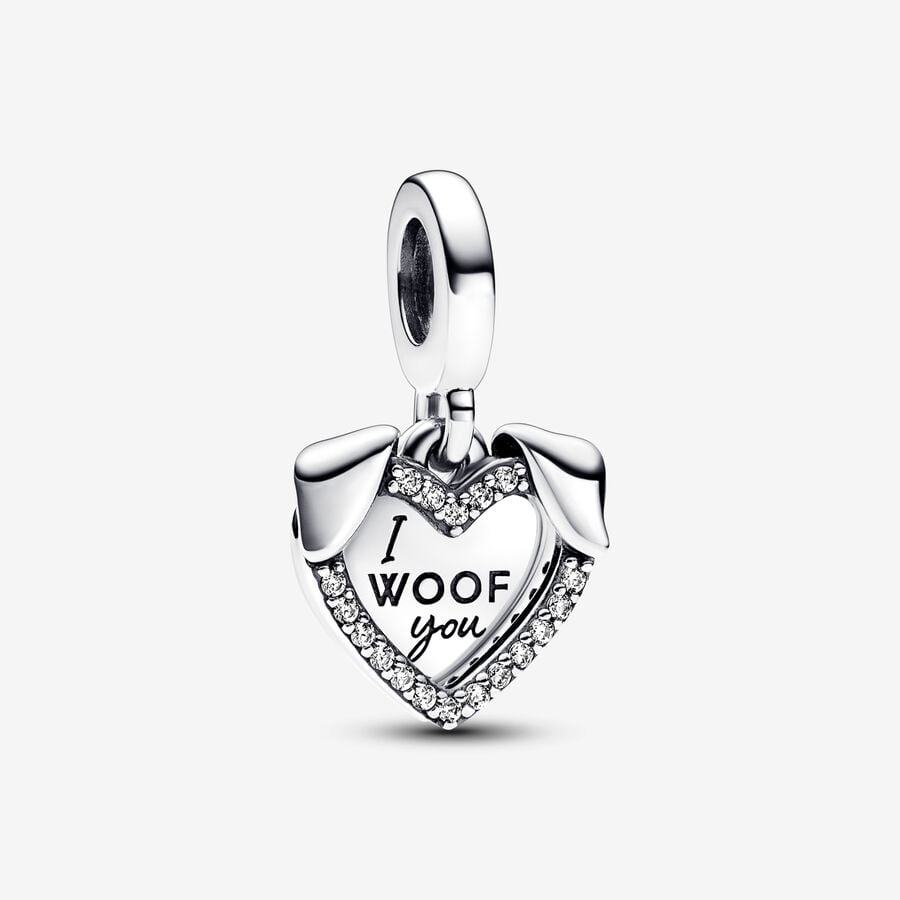 Heart & Dog Double Dangle Charm image number 0