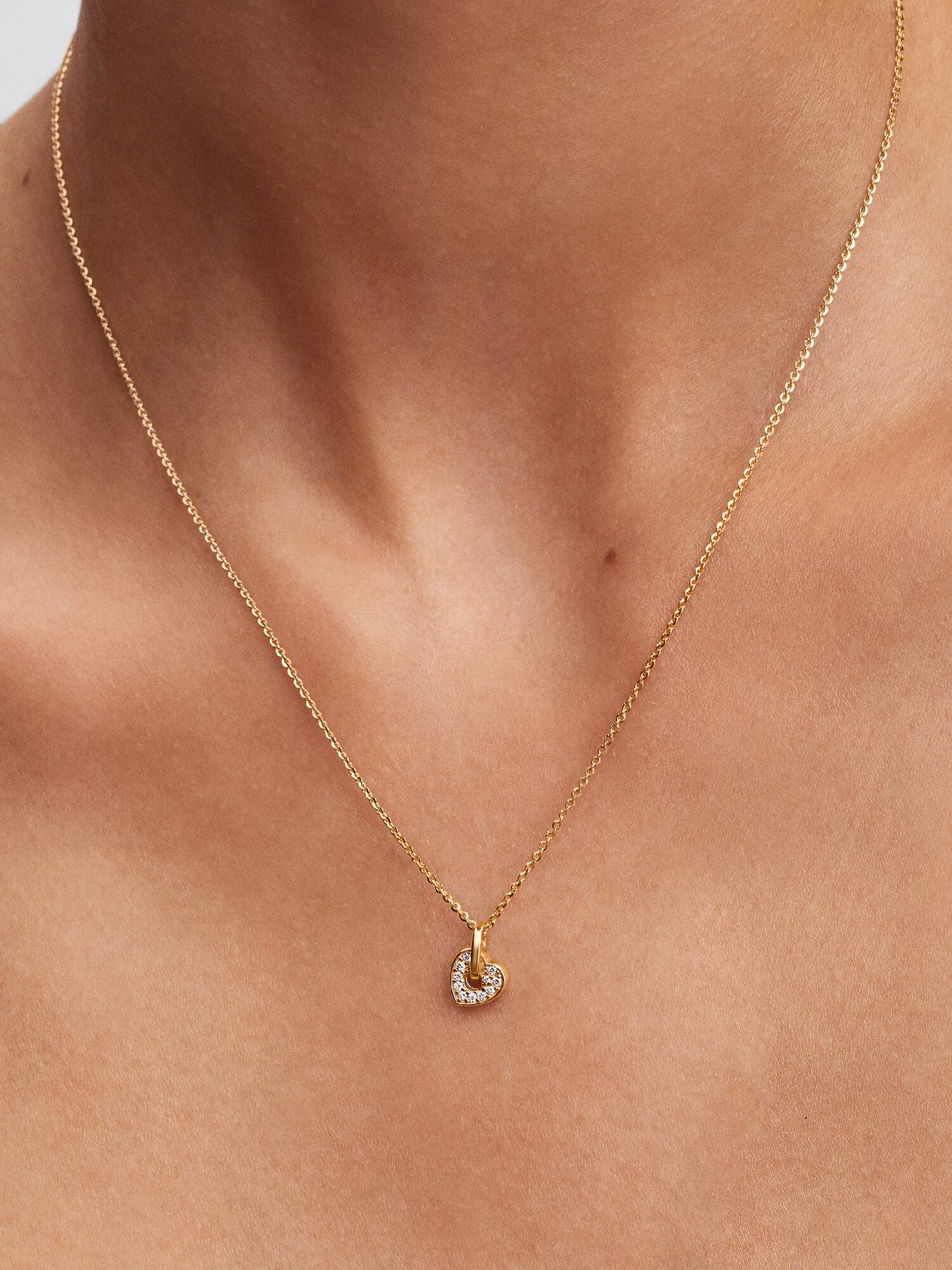 Pandora Talisman 14k Gold Lab-grown Diamond Pavé Heart Pendant Necklace
