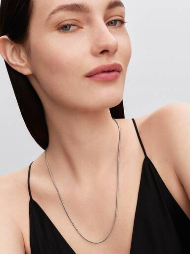 Slim Snake Chain Necklace, Platinum Plated