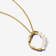 Organically Shaped Circle & Treated Freshwater Cultured Pearls Pendant Necklace