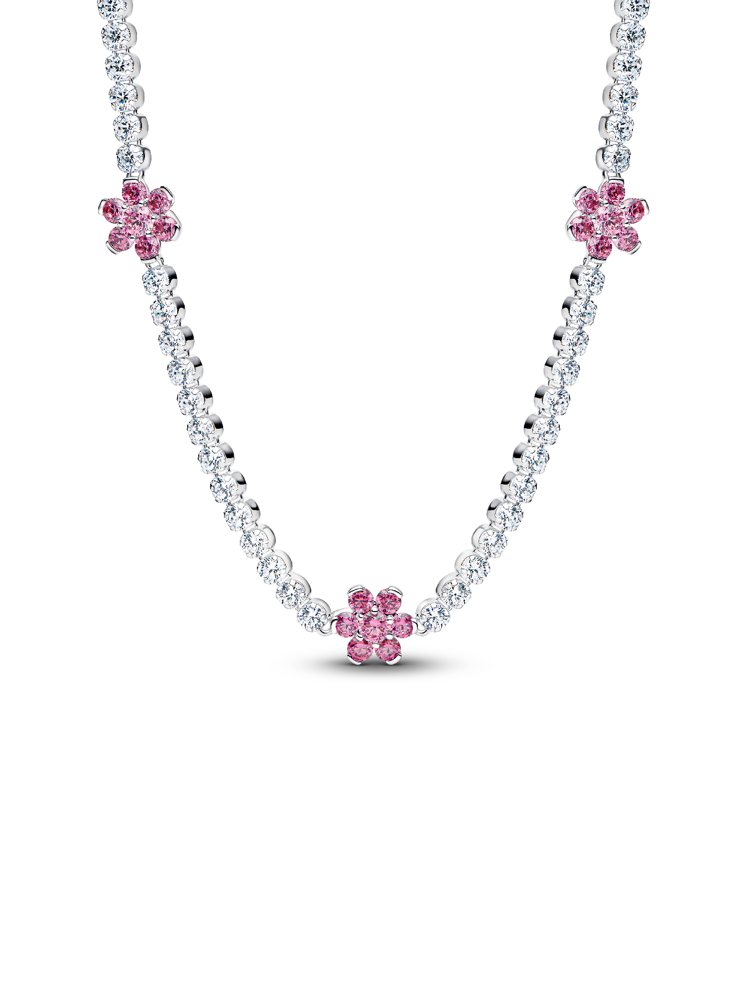 Collier tennis Fleur rose