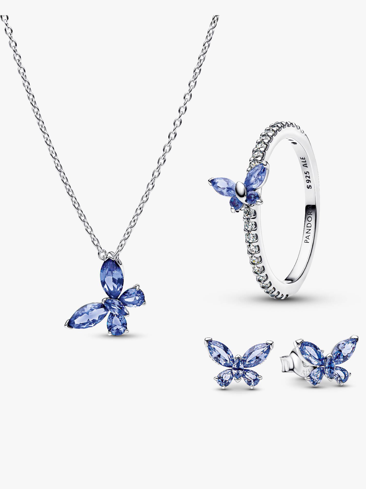 Ensemble-bijoux Papillon bleu scintillant