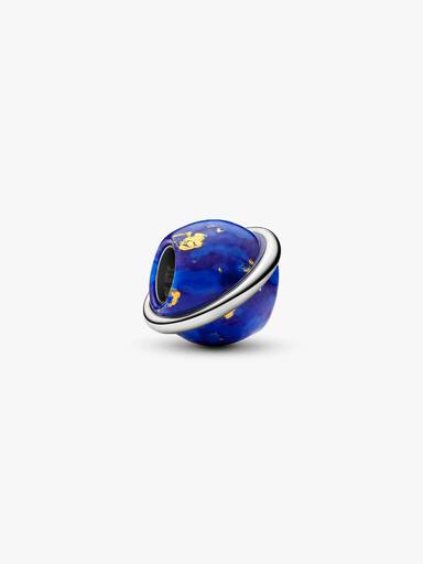 Celestial Blue Planet Charm, Platinum Plated