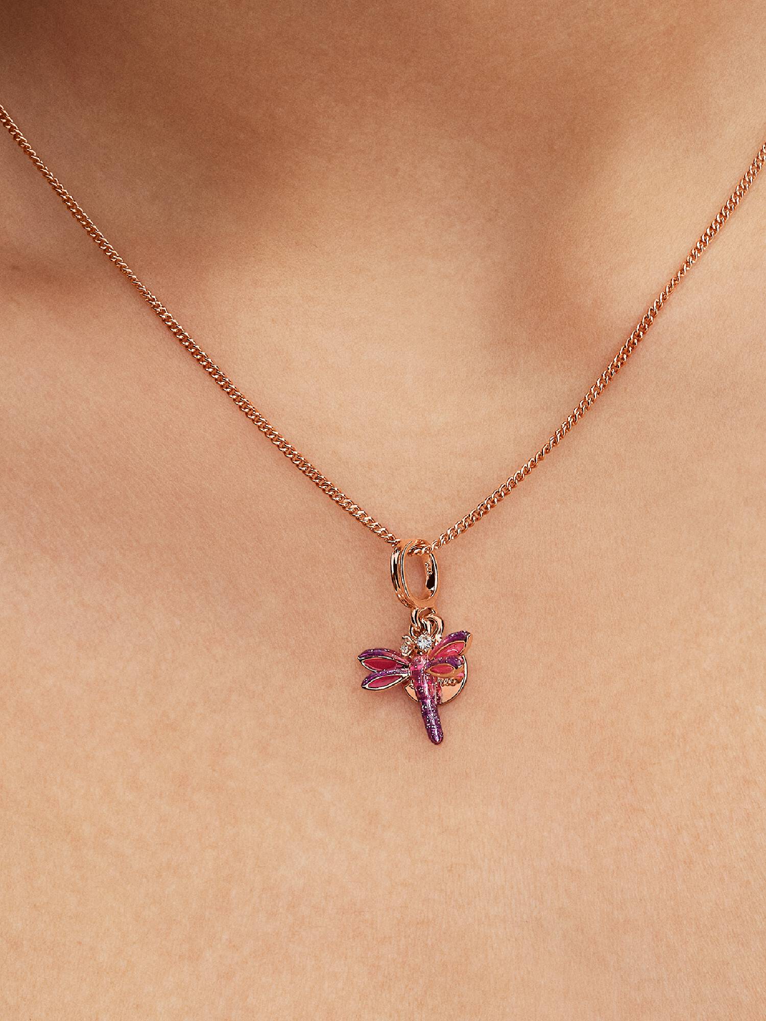 Charm-pendentif double Libellule rose