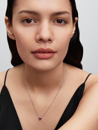 Collier à pendentif Cœur surélevé rouge
