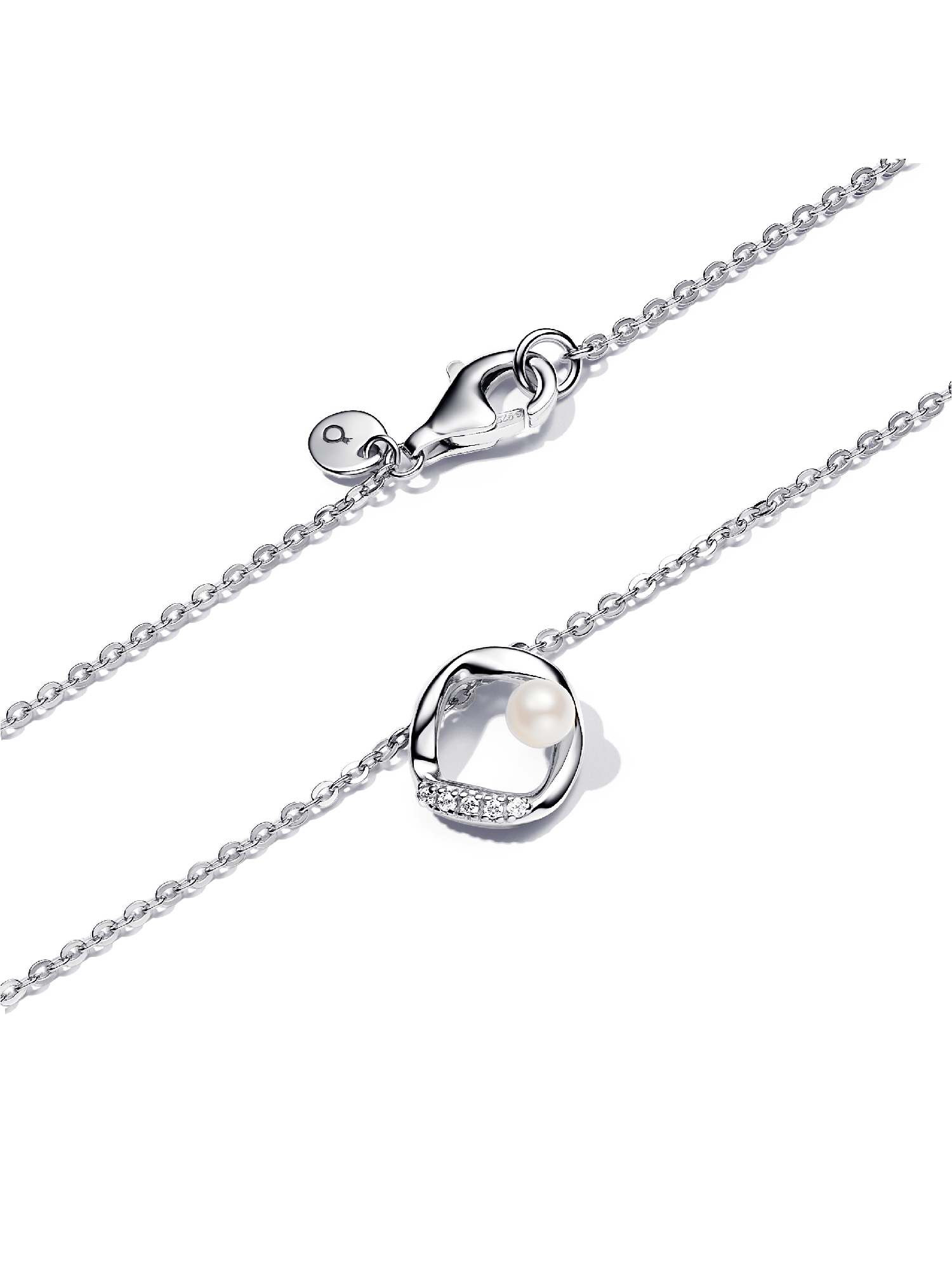 Collier Cercle en pavé de forme organique et perle de culture d’eau douce traitée