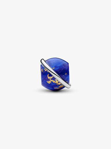 Celestial Blue Planet Charm, Platinum Plated