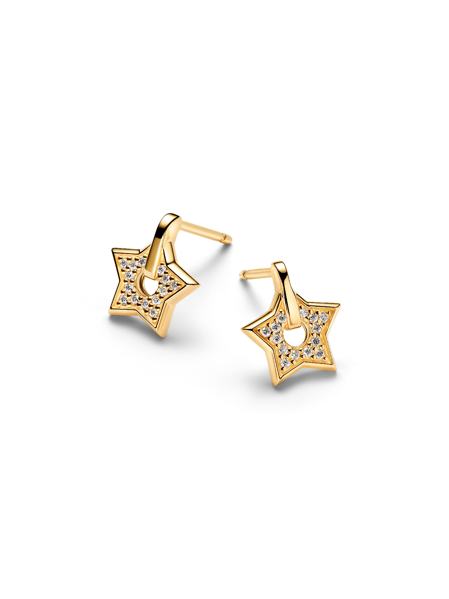 Pandora Talisman 14k Gold Lab-grown Diamond Pavé Star Stud Earrings