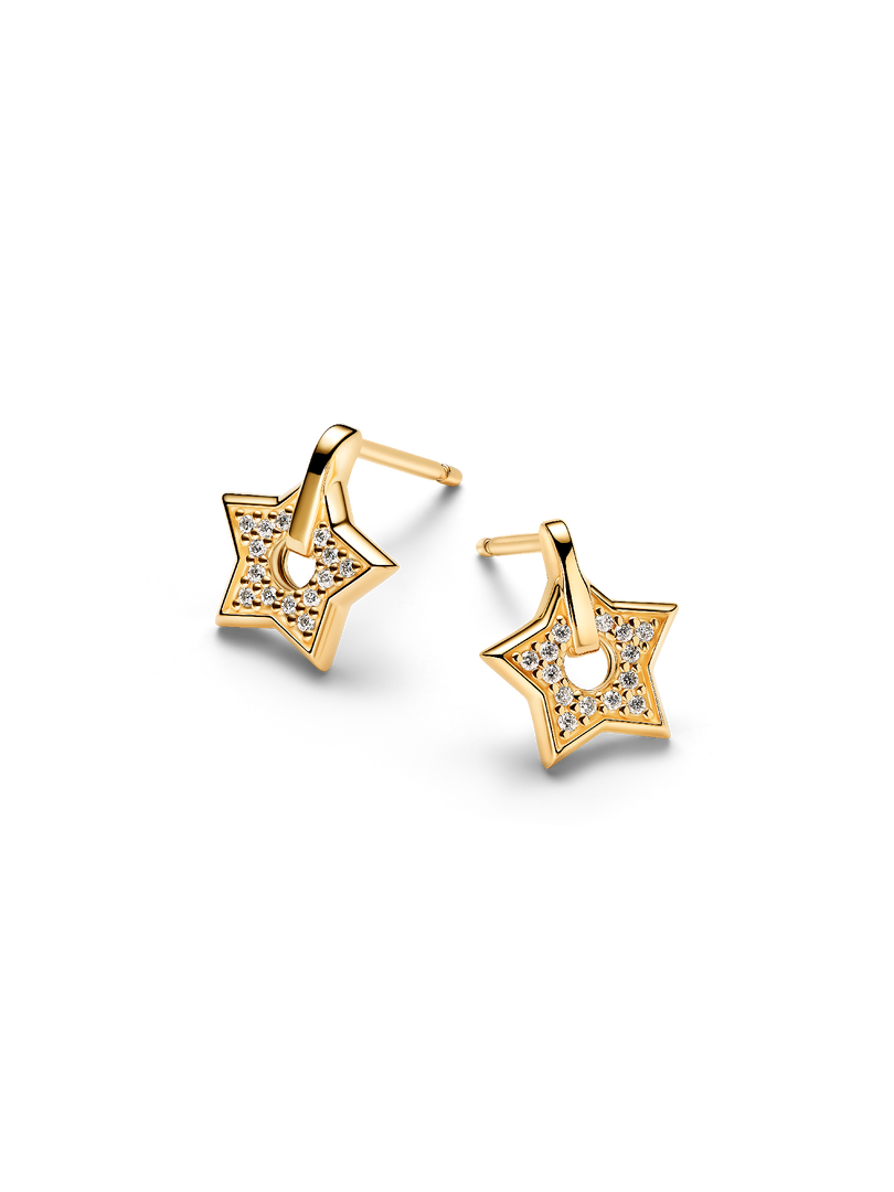 Pandora Talisman 14k Gold Lab-grown Diamond Pavé Star Stud Earrings