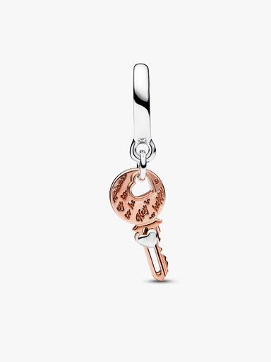 FINAL SALE - Two-tone key & Sliding Heart Dangle Charm