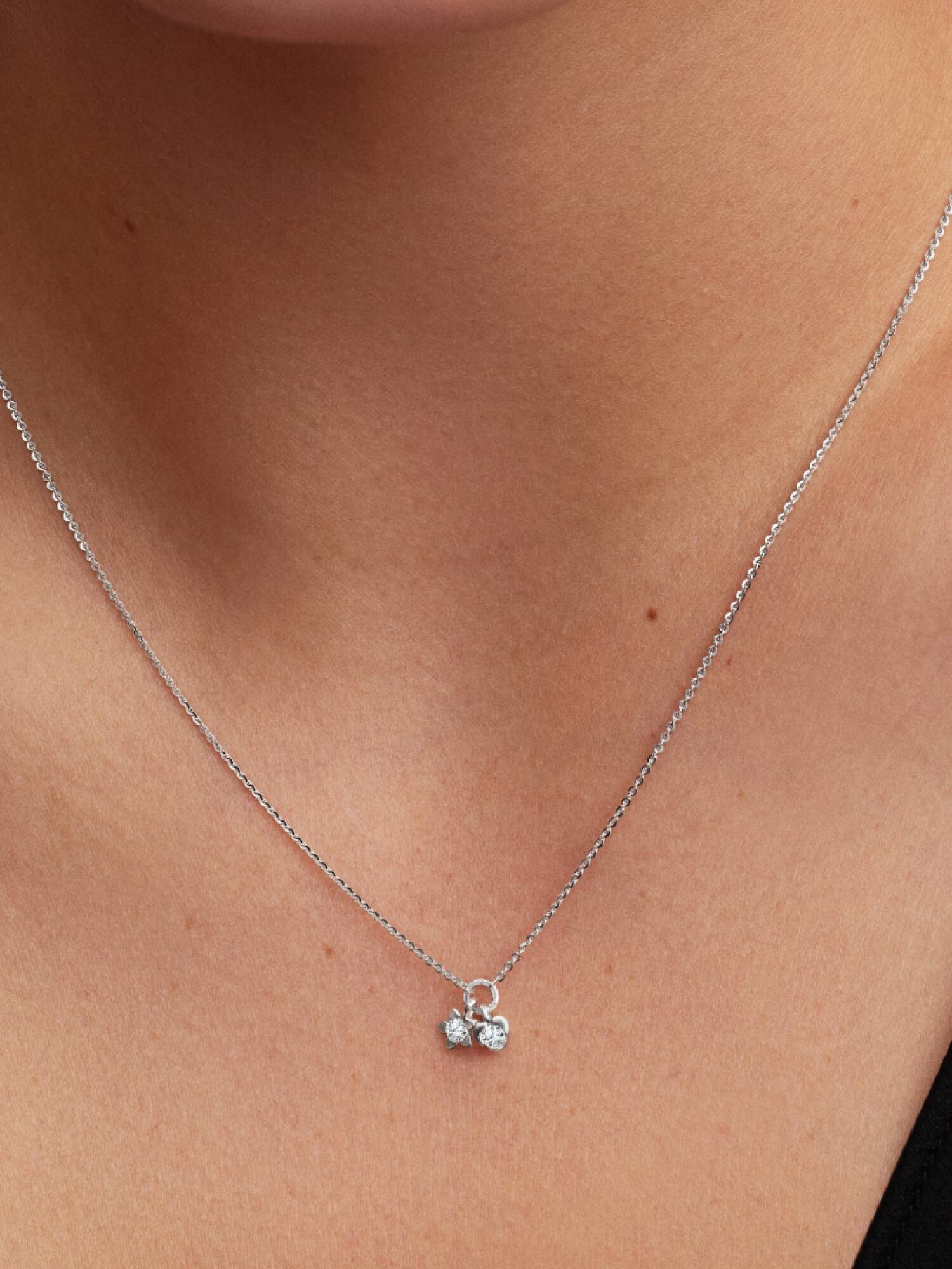 Pandora Talisman Sterling Silver Lab-Grown Diamond Heart & Star Dangle Pendant Necklace