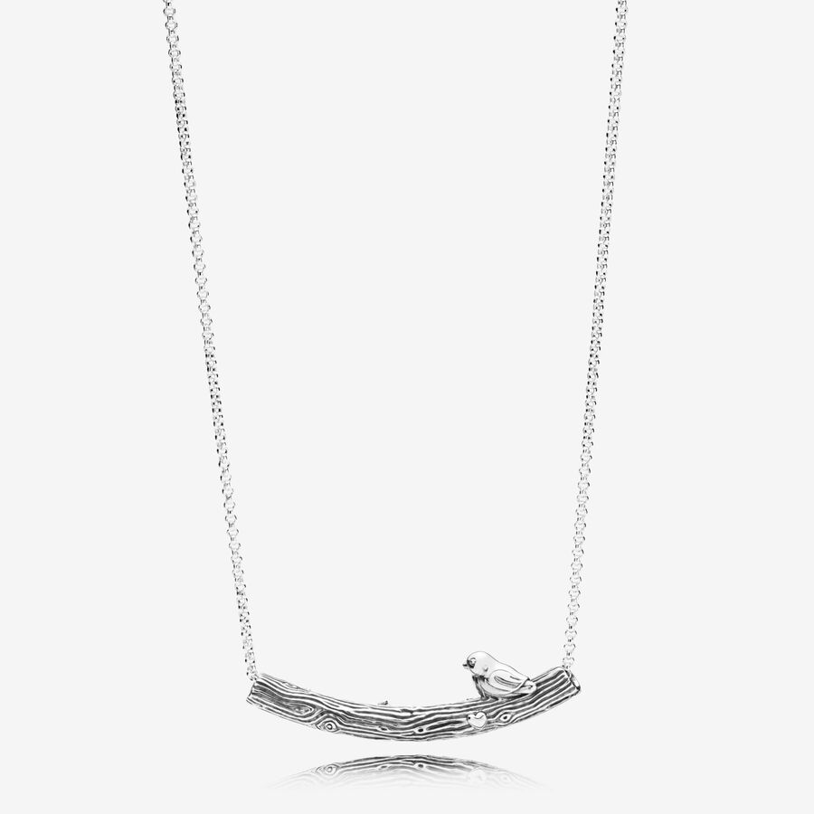 FINAL SALE - Limited Edition Spring Bird Curved Bar Necklace image number 0