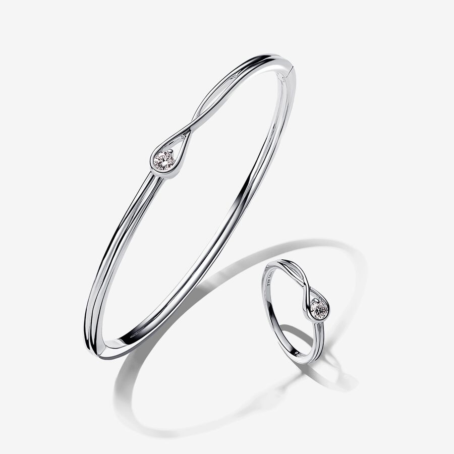 Pandora Brilliance Lab-Grown Diamond Bangle Bracelet and Ring Set 0.30 carat tw Sterling Silver image number 0