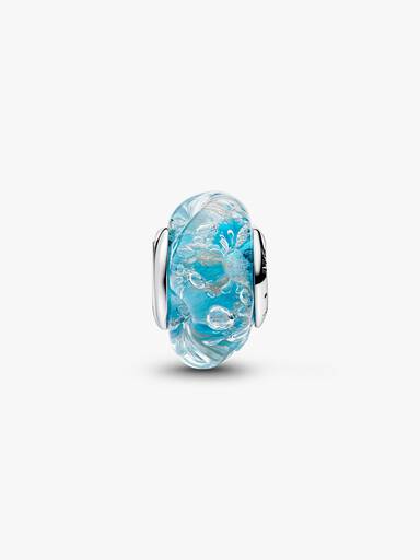 Charm verre de Murano turquoise et paillettes