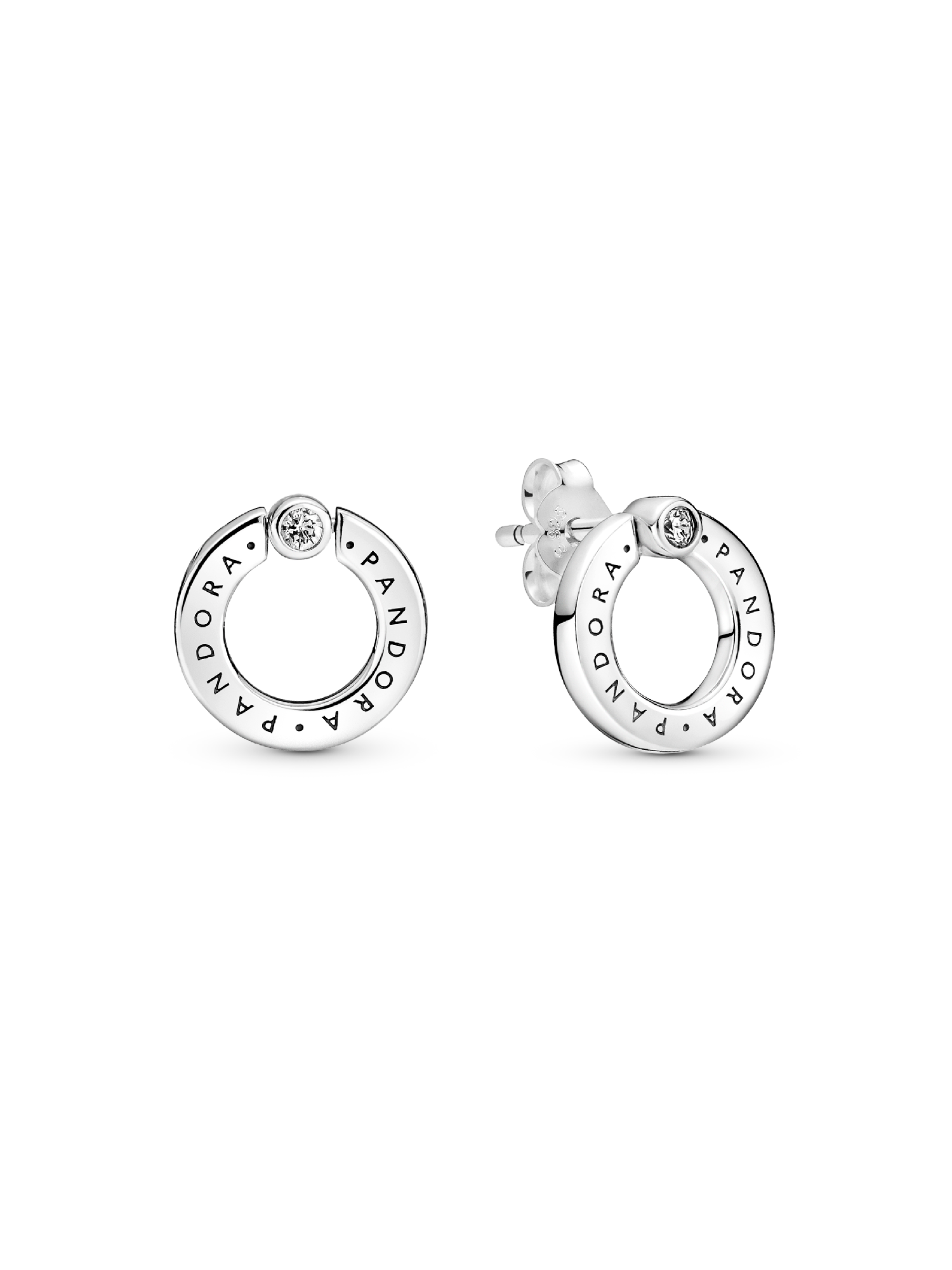 Pavé & Logo Circle Reversible Stud Earrings