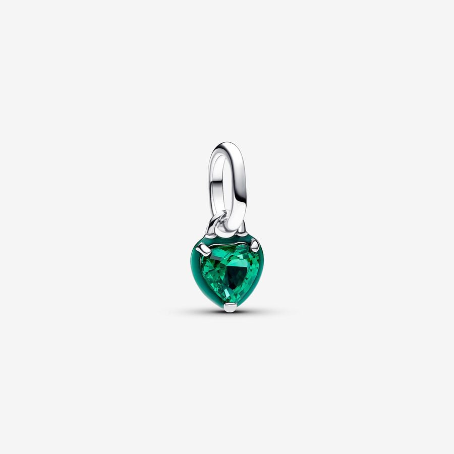 Mini charm-pendentif Chakra en forme de cœur vert Pandora ME image number 0