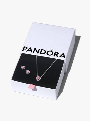 Ensemble-cadeau de bijoux Cœur surélevé rose