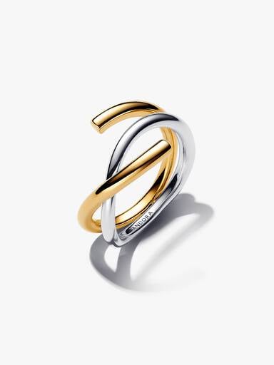 Bague double de forme organique bicolore