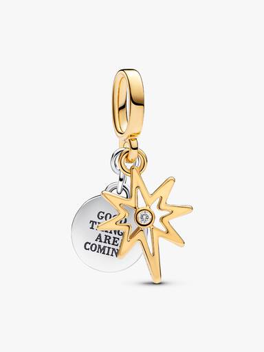 Charm-pendentif à graver Étoile du Nord avec diamant cultivé en laboratoire