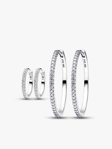 Sparkling Sterling Silver Hoop Earring Stack