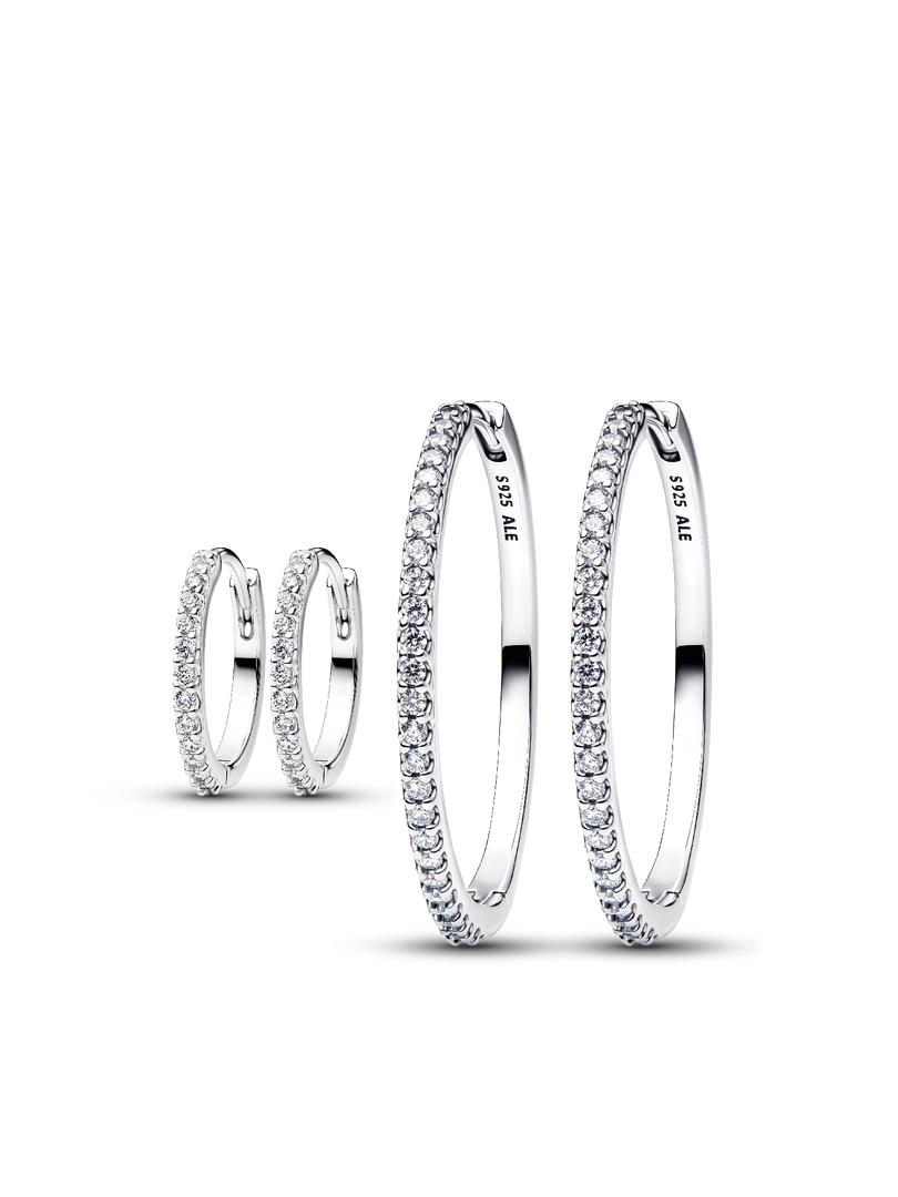 Sparkling Sterling Silver Hoop Earring Stack