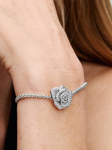 VENTE FINALE - Charm surdimensionné Rose scintillante en fleur
