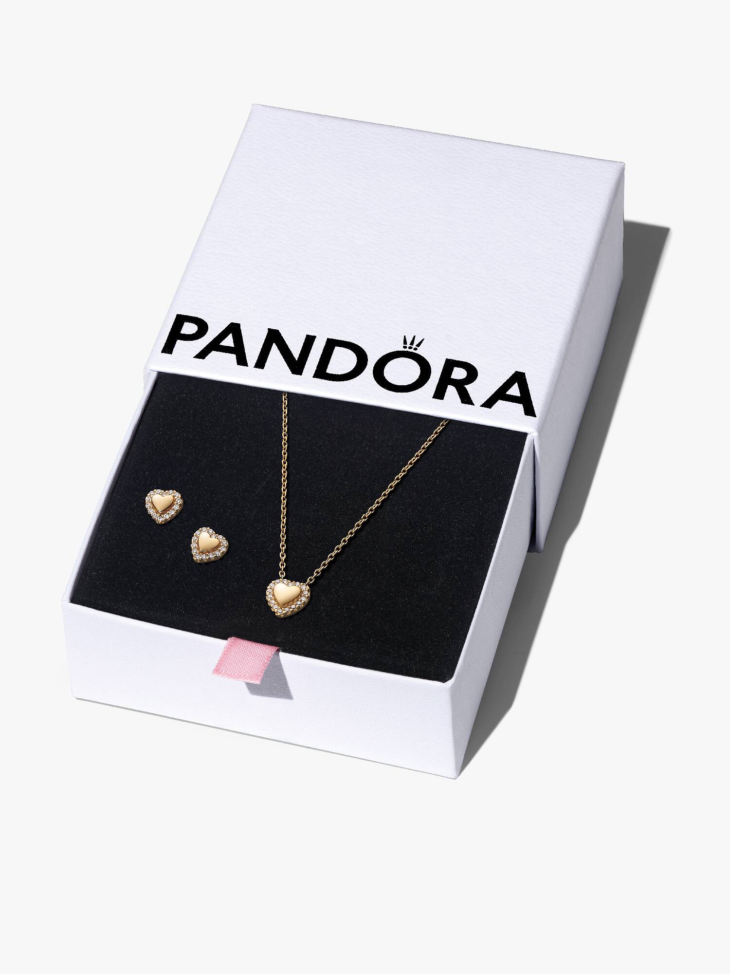 Ensemble-cadeau collier et boucles d'oreilles Cœur halo