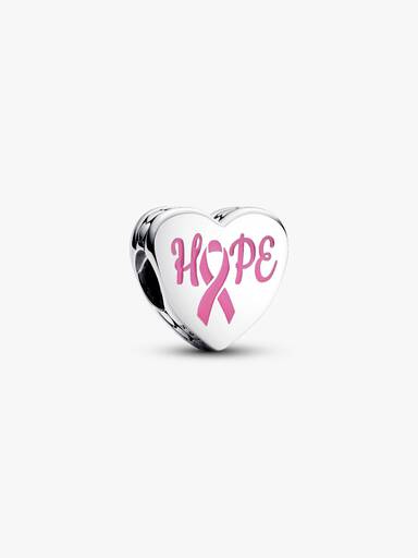 Charm coeur Hope en argent sterling avec émail rose
