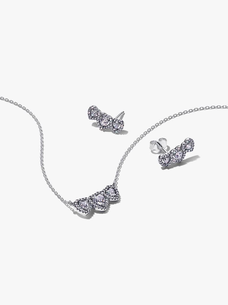 Halo Heart Trilogy Necklace & Earrings Gift Set