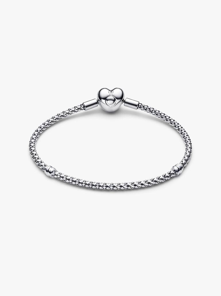 Studded Chain Heart Clasp Charm Bracelet