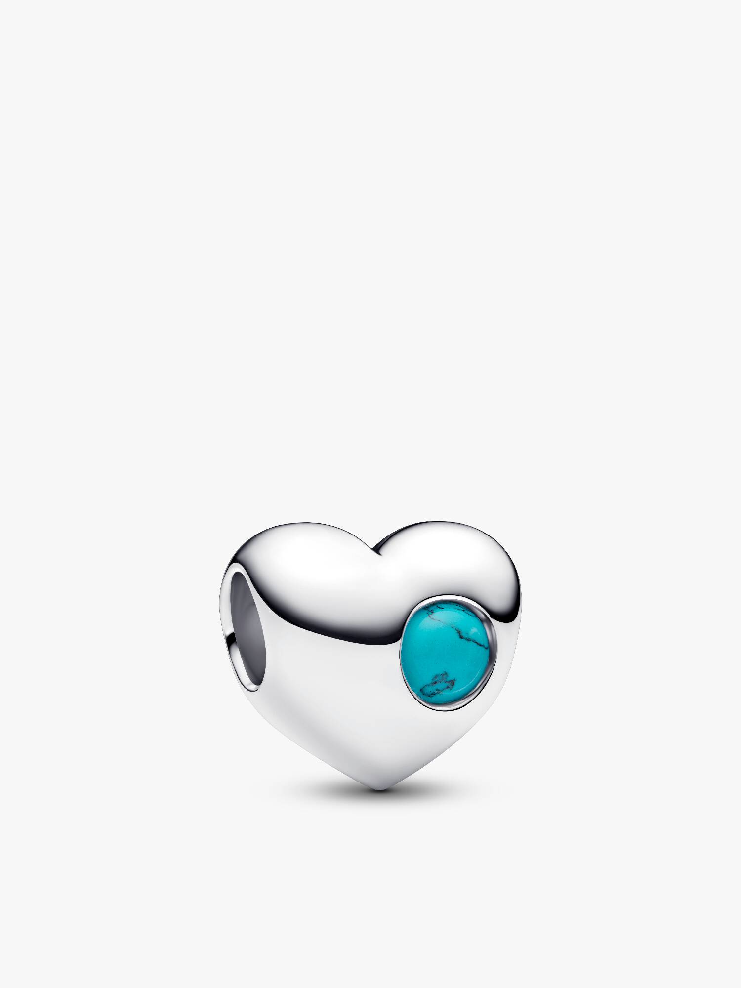 Charm Cœur avec pierre bleu turquoise de décembre gravable