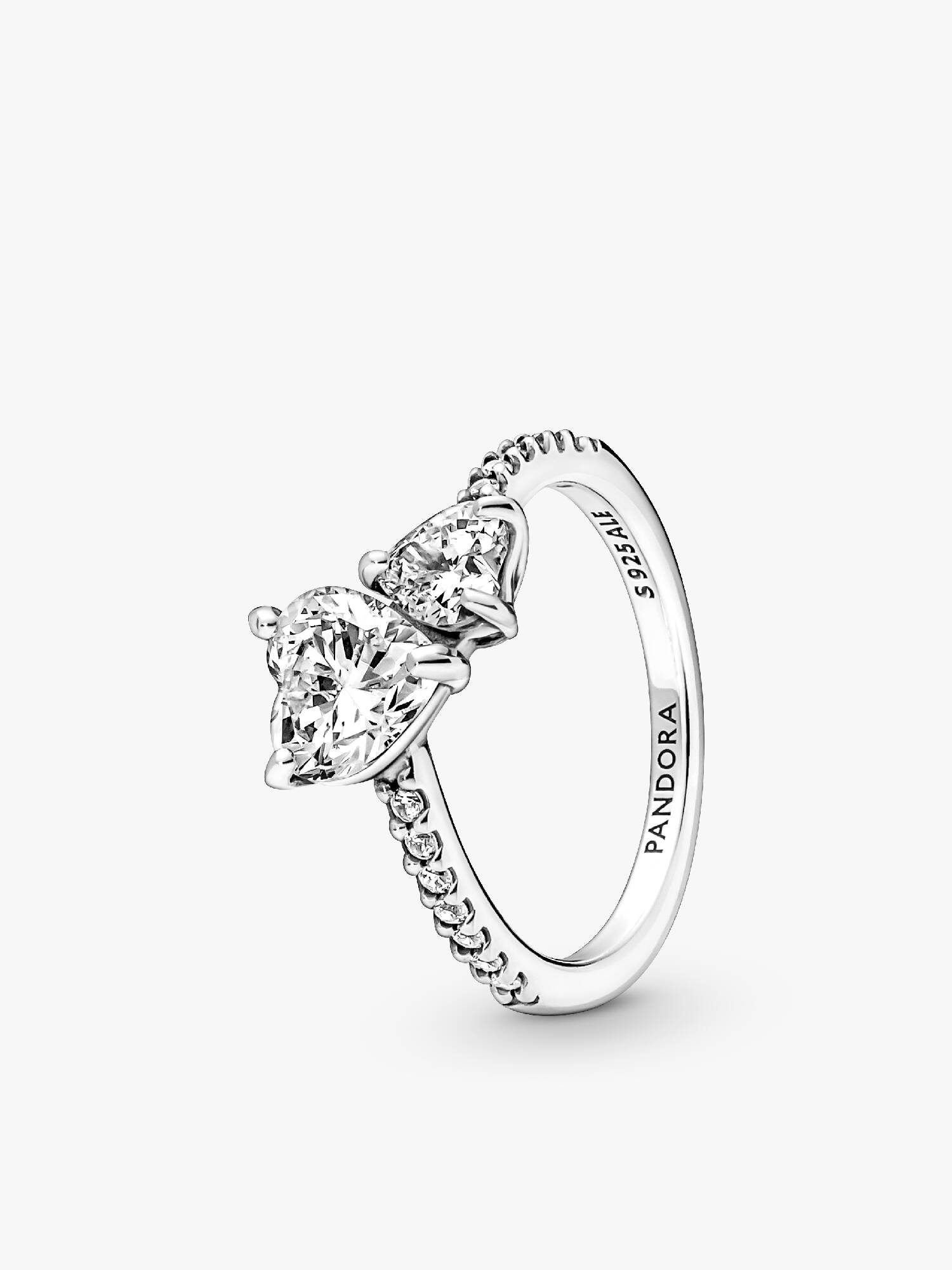 Bague scintillante à double cœur
