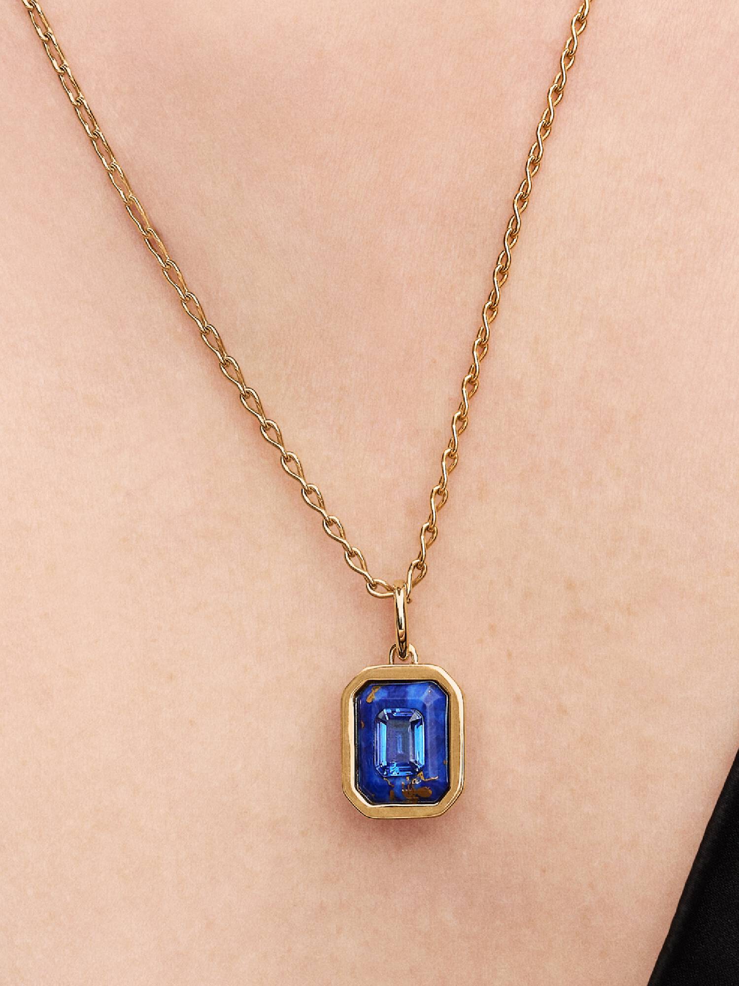 Charm-pendentif Hexagone bleu céleste