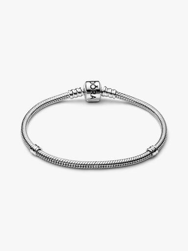Bracelet à fermoir à barillet et à chaîne serpentine Pandora Moments plaqué au platine