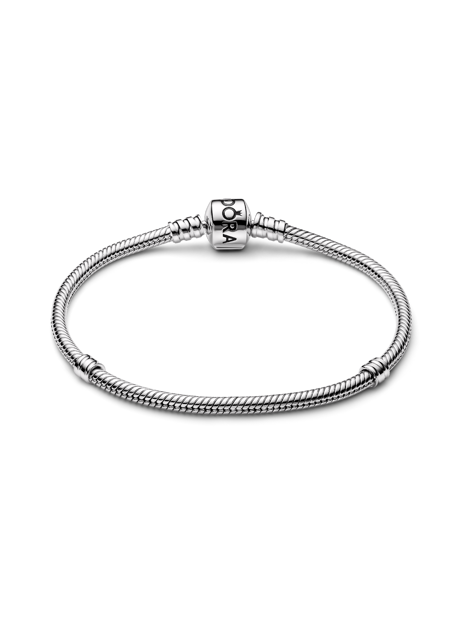 Pandora Moments Barrel Clasp Snake Chain Bracelet, Platinum Plated