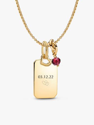 Collier à pendentif gravable avec charm Cercle éternel de juillet