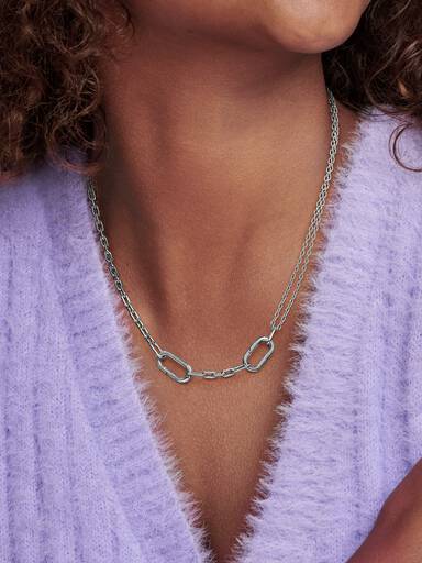 Collier à chaîne double à maillons Pandora ME