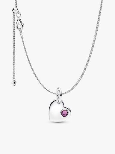 Collier à pendentif Cœur avec pierre de naissance de février