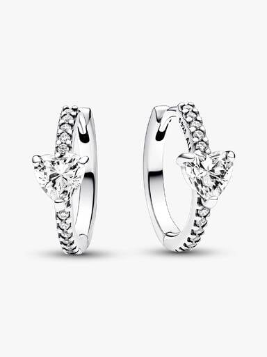 Sparkling Heart Hoop Earrings