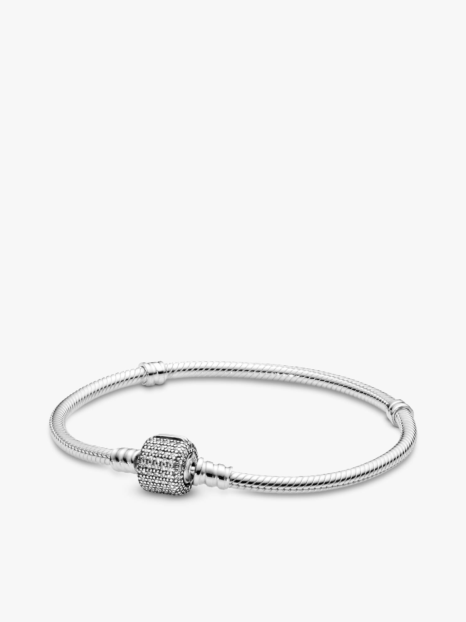  Bracelet à fermoir et à chaîne serpentine avec pavé scintillant Pandora Moments