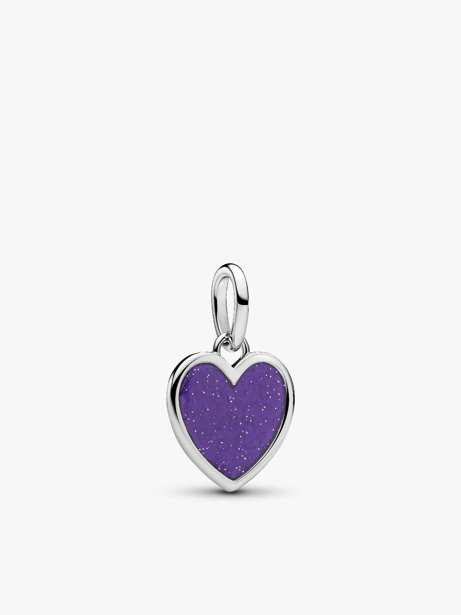 Engravable Purple Heart Dangle Charm, Platinum Plated